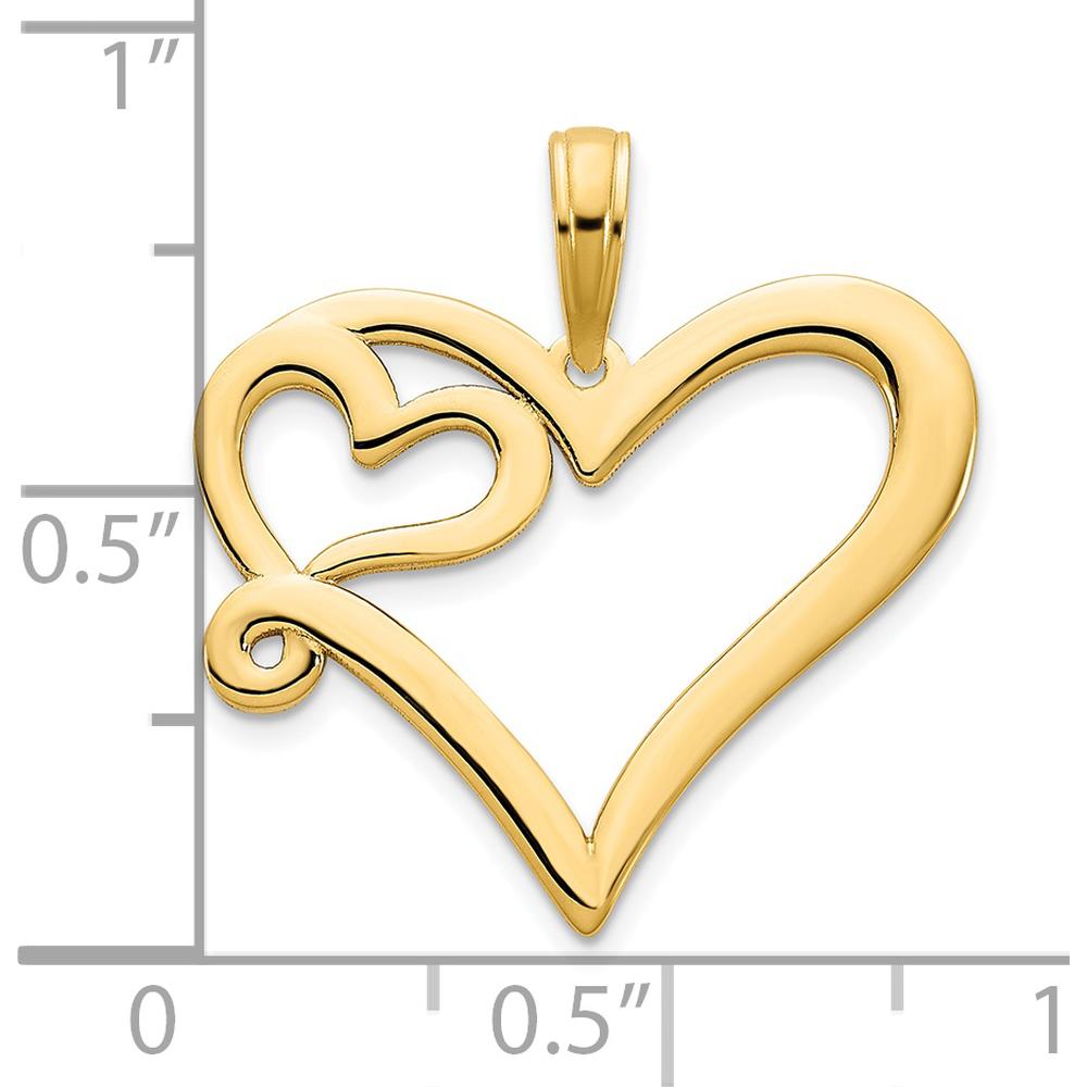 14K Yellow Gold Heart in Heart Pendant - Polished Finish by Oro Pregiato