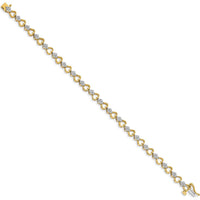 14K Yellow Gold Heart Link Bracelet with Round Diamonds - 1.08 Carats Total Diamond Weight by Monteluci Fine Jewelry