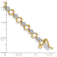 14K Yellow Gold Heart Link Bracelet with Round Diamonds - 1.08 Carats Total Diamond Weight by Monteluci Fine Jewelry