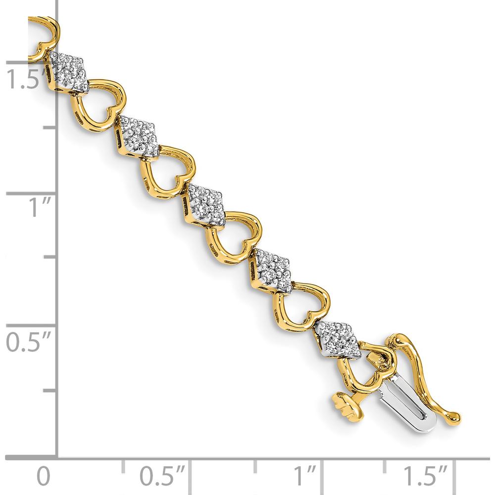 14K Yellow Gold Heart Link Bracelet with Round Diamonds - 1.08 Carats Total Diamond Weight by Monteluci Fine Jewelry