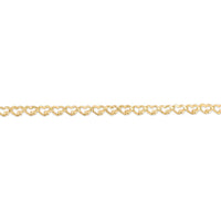 14K Yellow Gold Heart Link Chain Bracelet - Polished Finish with Lobster Clasp - 7" by Orozza Fine Jewelry