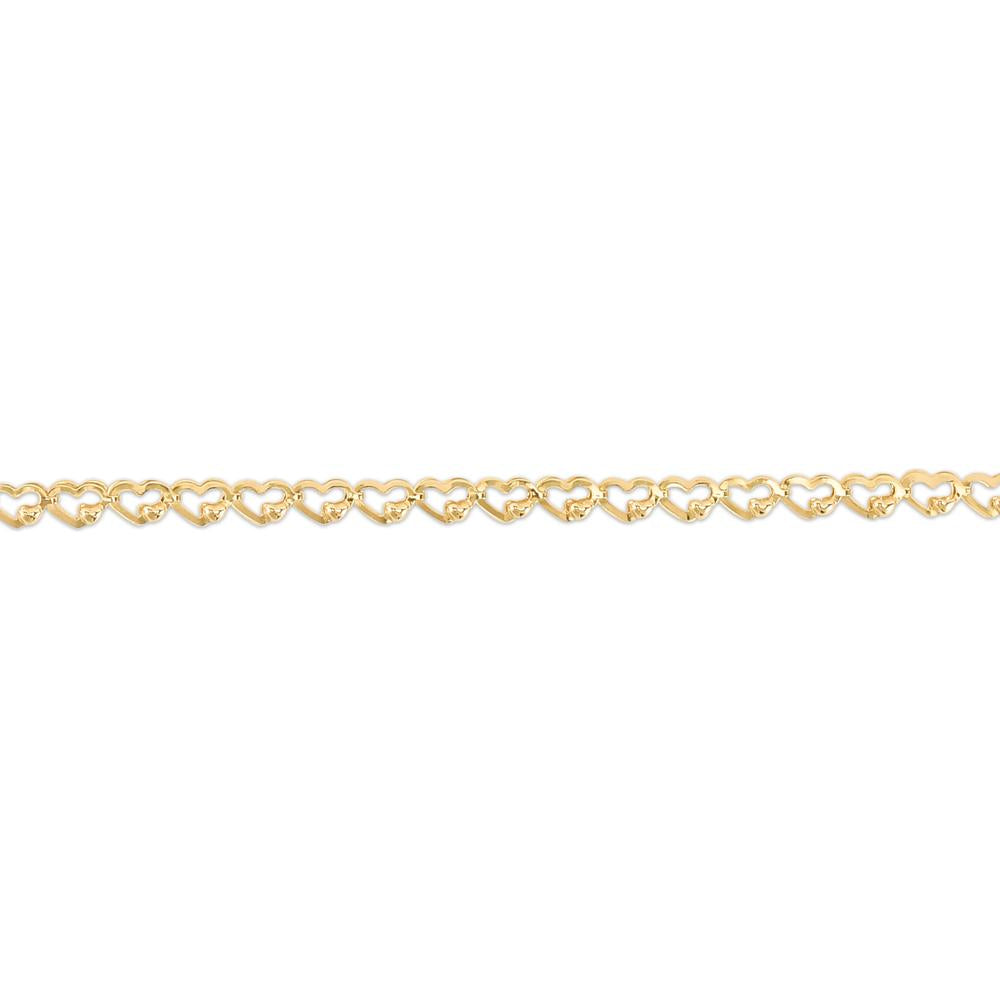 14K Yellow Gold Heart Link Chain Necklace - 17" with Polished Fancy Links by Orozza Fine Jewelry