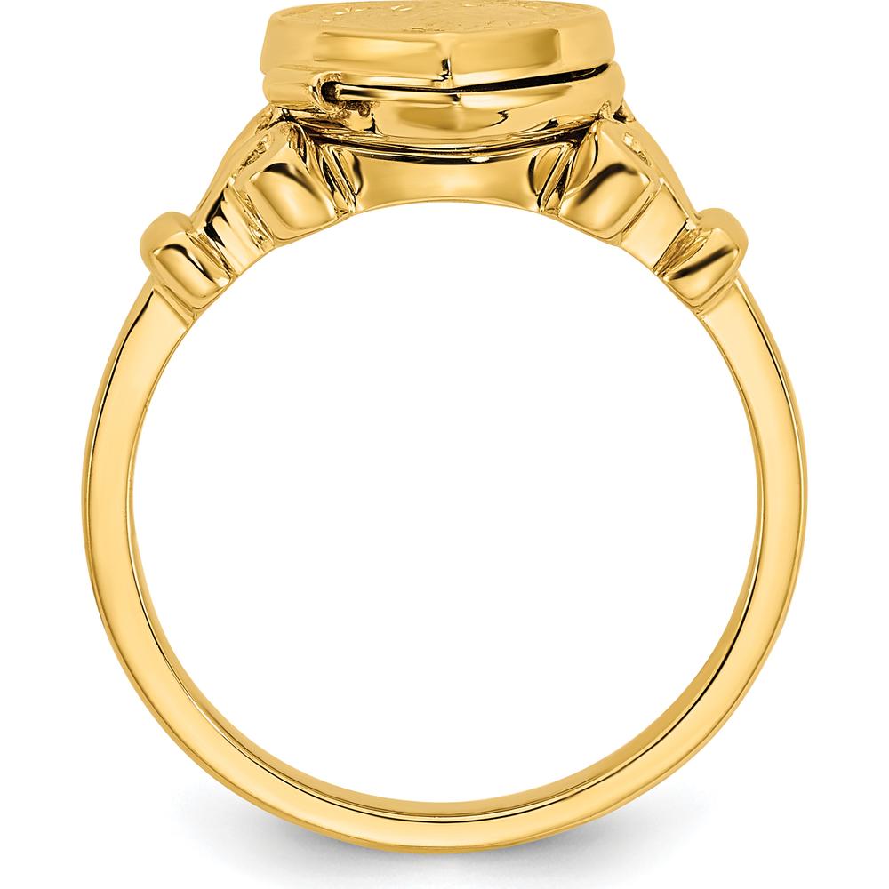14K Yellow Gold Heart Locket Ring for Women - Customizable Size 7 by Monteluci Fine Jewelry