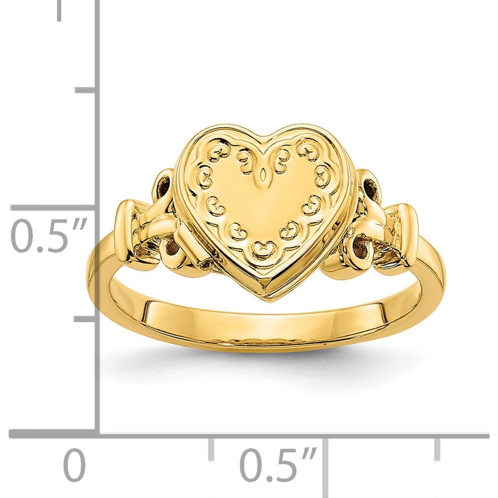 14K Yellow Gold Heart Locket Ring for Women - Customizable Size 7 by Monteluci Fine Jewelry