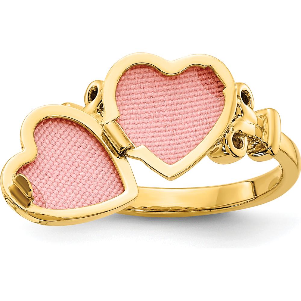 14K Yellow Gold Heart Locket Ring for Women - Customizable Size 7 by Monteluci Fine Jewelry