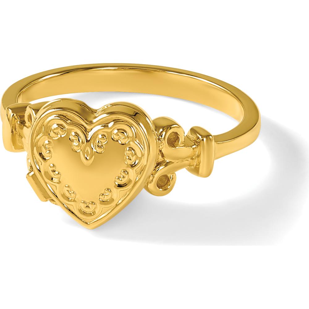 14K Yellow Gold Heart Locket Ring for Women - Customizable Size 7 by Monteluci Fine Jewelry