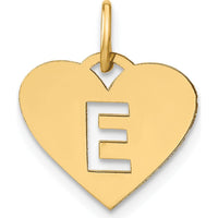 14K Yellow Gold Heart Pendant Charm with Laser-Cut Letter E - Personalized Gift by Oro Pregiato
