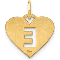 14K Yellow Gold Heart Pendant Charm with Laser-Cut Letter E - Personalized Gift by Oro Pregiato