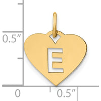 14K Yellow Gold Heart Pendant Charm with Laser-Cut Letter E - Personalized Gift by Oro Pregiato