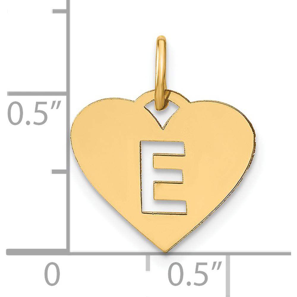 14K Yellow Gold Heart Pendant Charm with Laser-Cut Letter E - Personalized Gift by Oro Pregiato