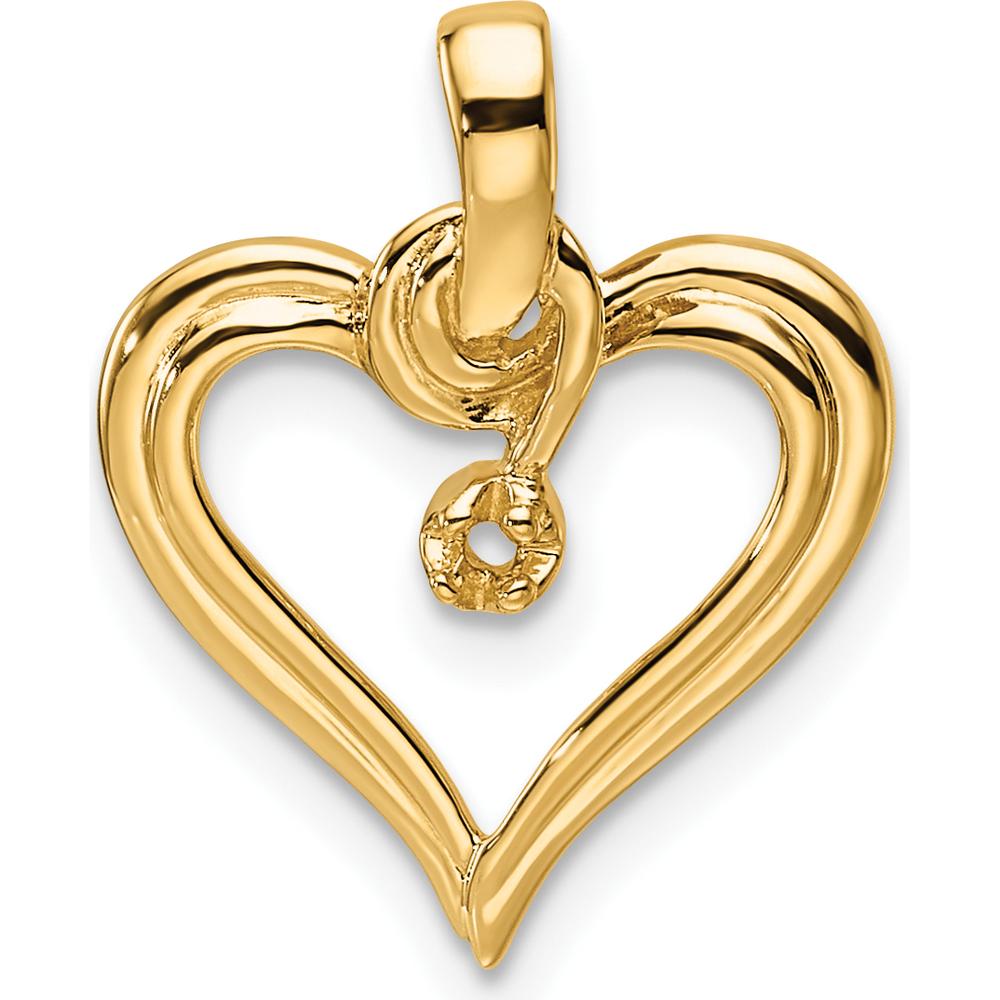 14K Yellow Gold Heart Pendant Mounting for 1.1-1.4mm Stone by Monteluci Fine Jewelry