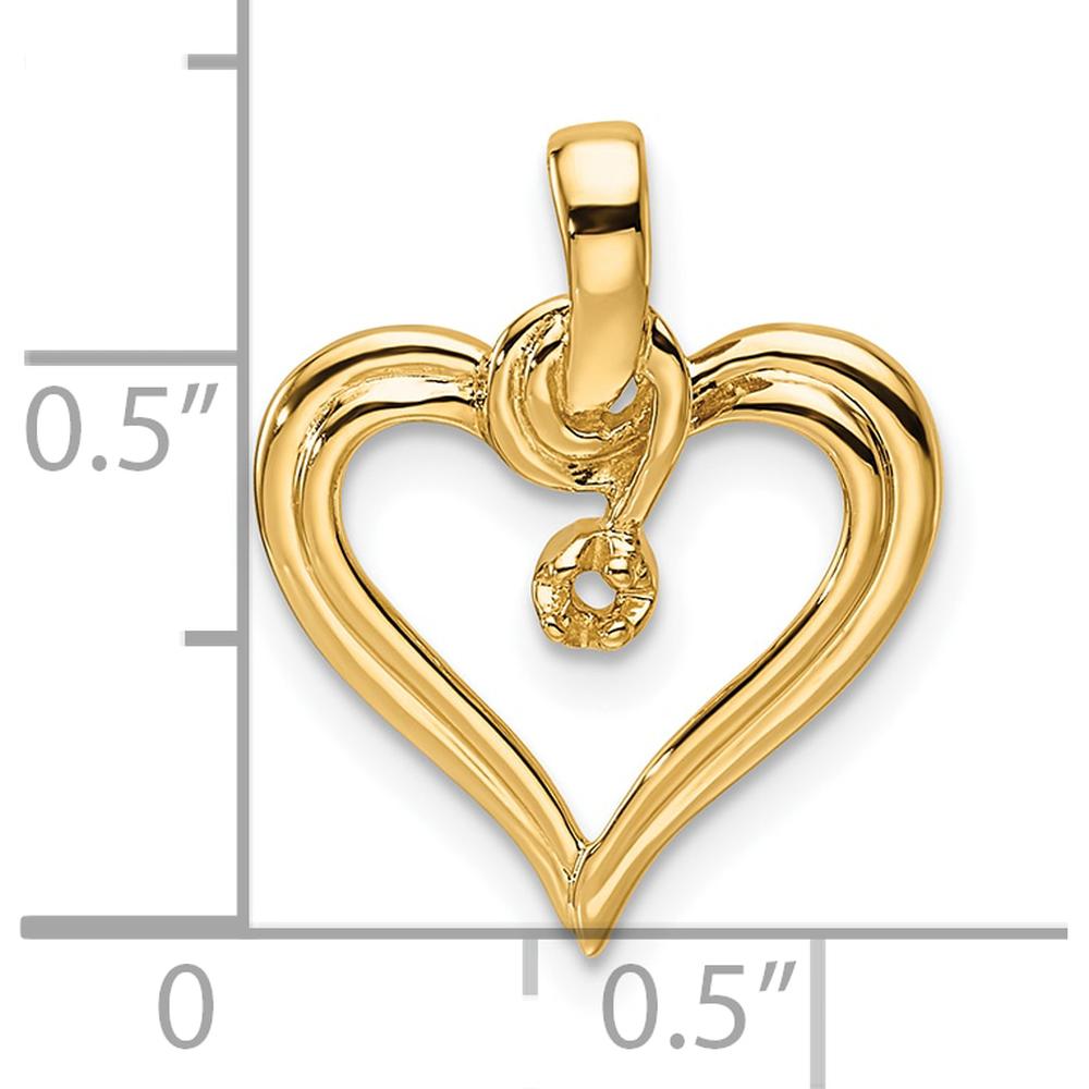 14K Yellow Gold Heart Pendant Mounting for 1.1-1.4mm Stone by Monteluci Fine Jewelry