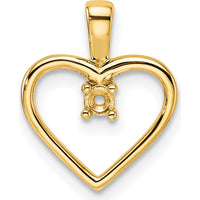 14K Yellow Gold Heart Pendant Mounting for 1-2.3mm Stone - Polished Finish by Oro Pregiato