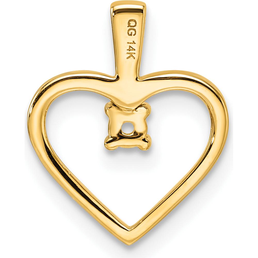 14K Yellow Gold Heart Pendant Mounting for 1-2.3mm Stone - Polished Finish by Oro Pregiato