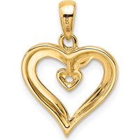 14K Yellow Gold Heart Pendant Mounting for 1.6mm Round Stone by Monteluci Fine Jewelry