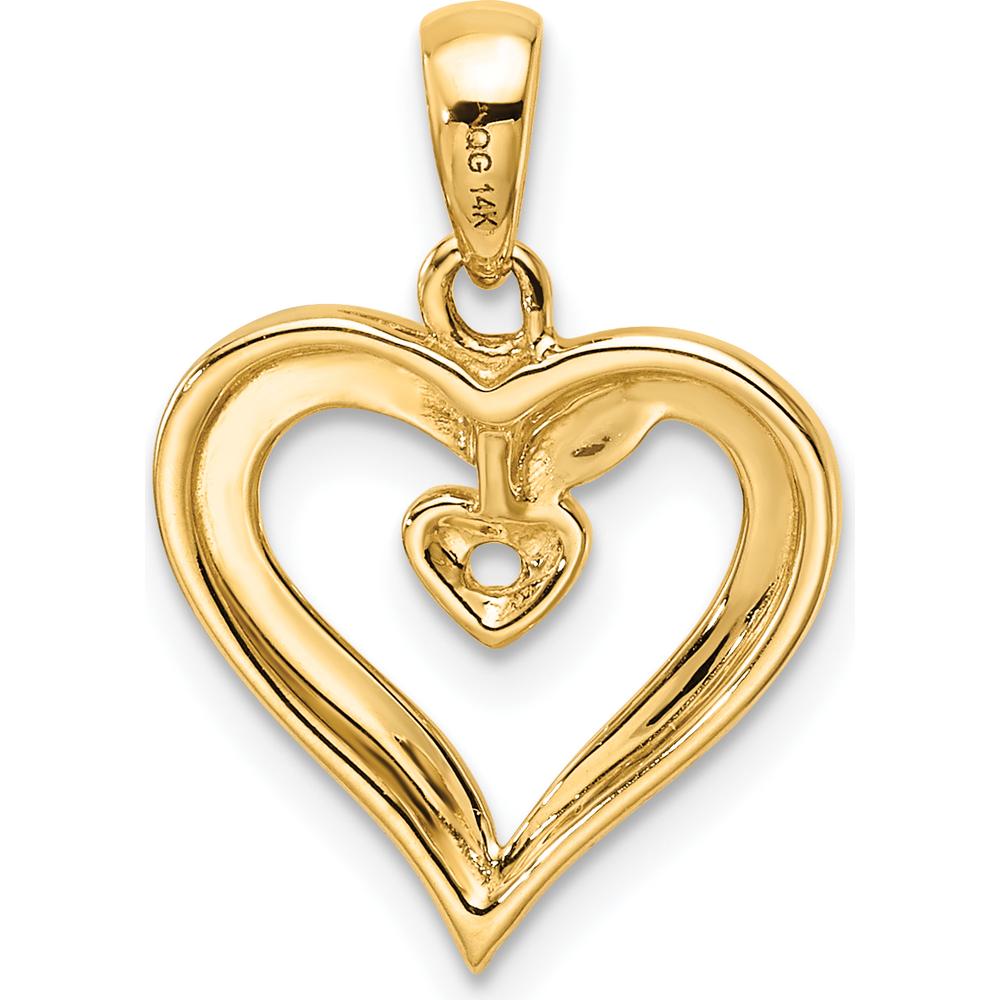 14K Yellow Gold Heart Pendant Mounting for 1.6mm Round Stone by Monteluci Fine Jewelry