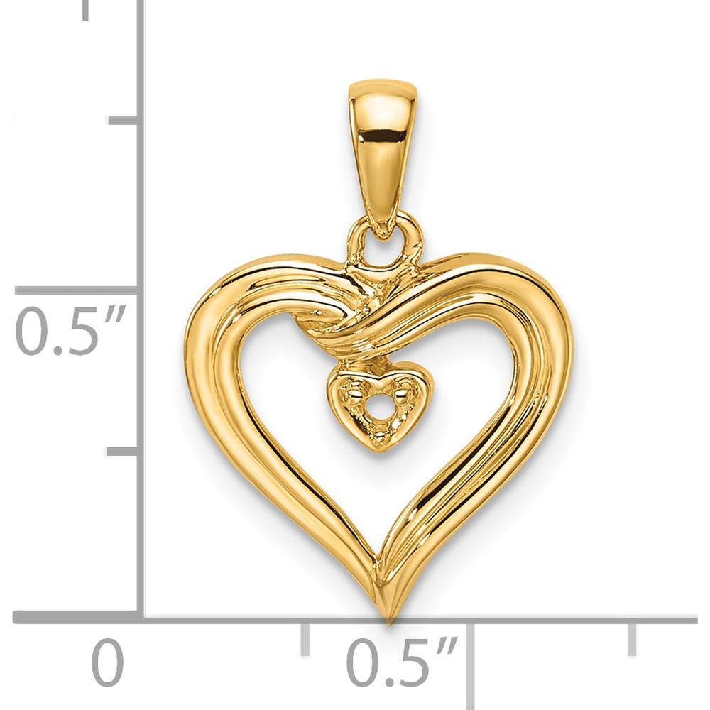 14K Yellow Gold Heart Pendant Mounting for 1.6mm Round Stone by Monteluci Fine Jewelry