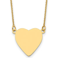 14K Yellow Gold Heart Pendant Necklace with Engravable Disc - Personalized Jewelry Piece by Oro Pregiato