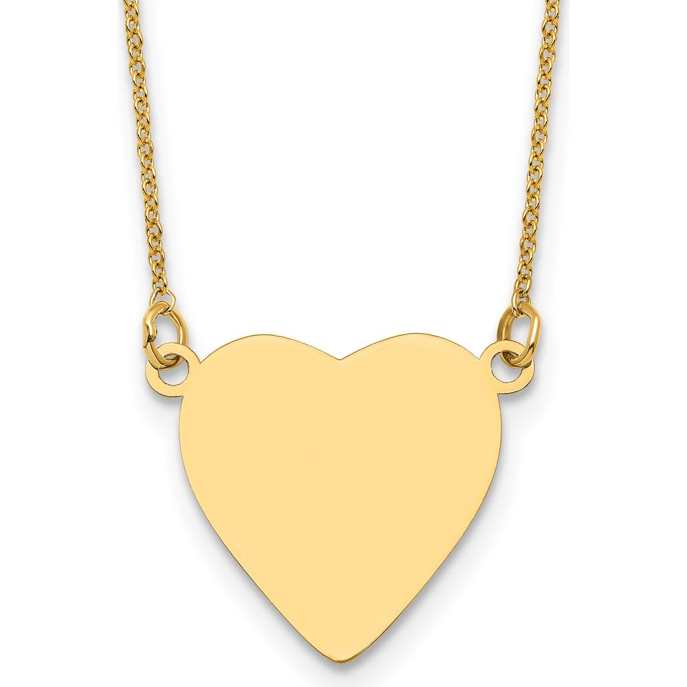 14K Yellow Gold Heart Pendant Necklace with Engravable Disc - Personalized Jewelry Piece by Oro Pregiato