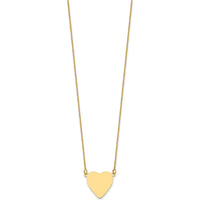 14K Yellow Gold Heart Pendant Necklace with Engravable Disc - Personalized Jewelry Piece by Oro Pregiato