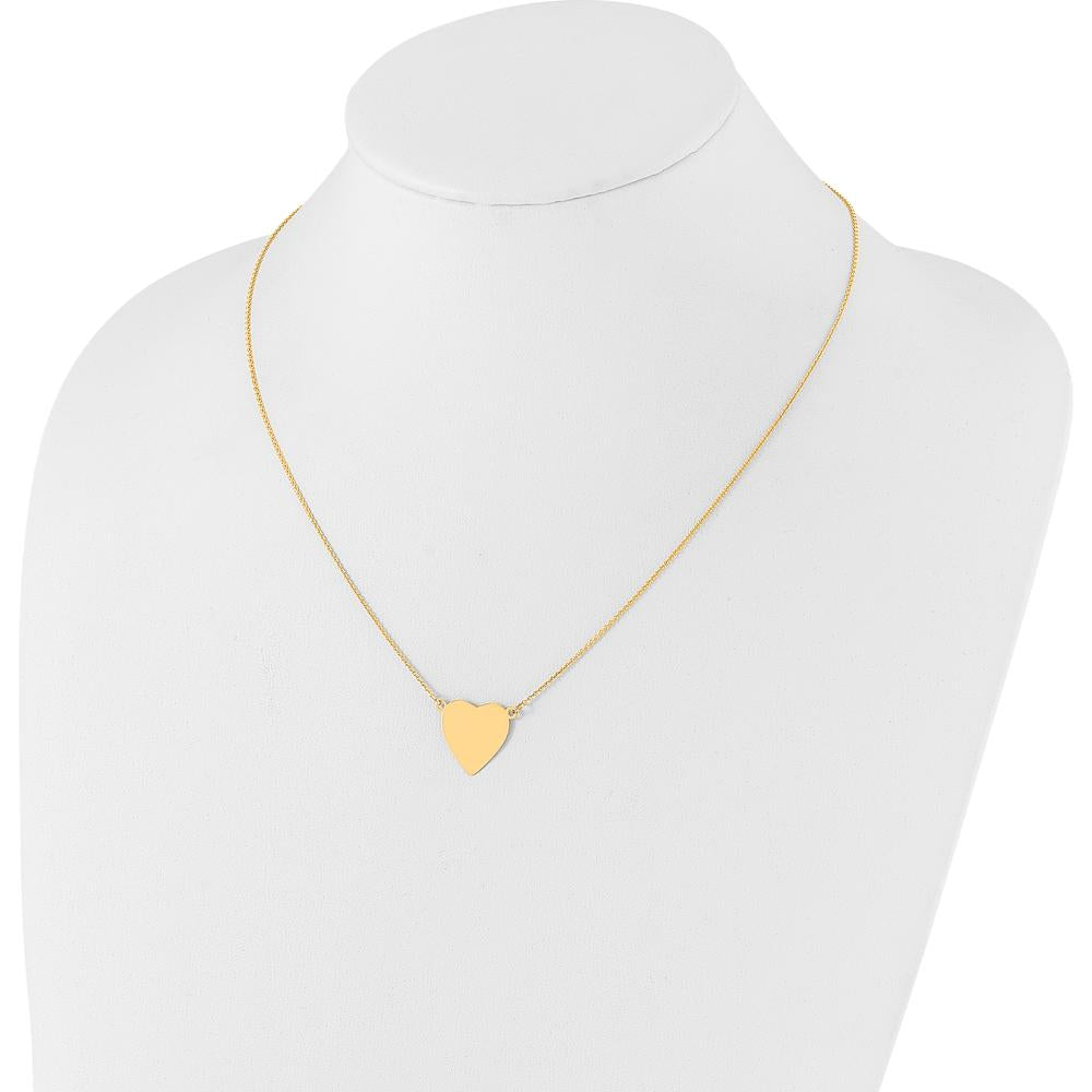 14K Yellow Gold Heart Pendant Necklace with Engravable Disc - Personalized Jewelry Piece by Oro Pregiato