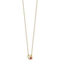 14K Yellow Gold Heart Pendant Necklace with Red and Black Enameled Ladybug - 17" Chain by 0