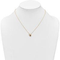 14K Yellow Gold Heart Pendant Necklace with Red and Black Enameled Ladybug - 17" Chain by 0