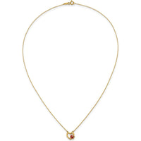 14K Yellow Gold Heart Pendant Necklace with Red and Black Enameled Ladybug - 17" Chain by 0