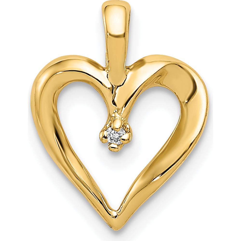 14K Yellow Gold Heart Pendant with 0.01 Carat Round Diamond by Monteluci Fine Jewelry