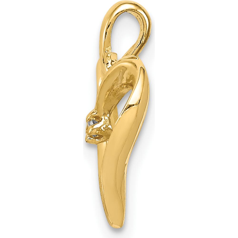 14K Yellow Gold Heart Pendant with 0.01 Carat Round Diamond by Monteluci Fine Jewelry