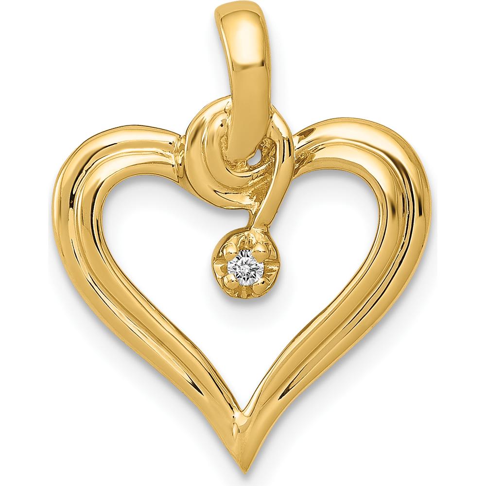 14K Yellow Gold Heart Pendant with 0.01 Carat Round Diamond - Timeless Love Jewelry by Monteluci Fine Jewelry