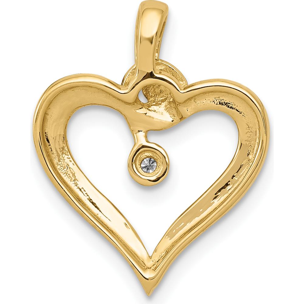 14K Yellow Gold Heart Pendant with 0.01 Carat Round Diamond - Timeless Love Jewelry by Monteluci Fine Jewelry