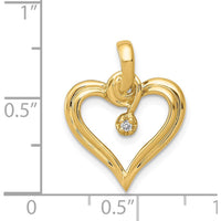 14K Yellow Gold Heart Pendant with 0.01 Carat Round Diamond - Timeless Love Jewelry by Monteluci Fine Jewelry