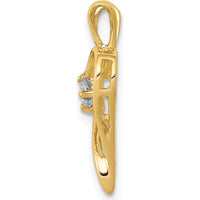 14K Yellow Gold Heart Pendant with 0.103 Carat Round Diamond - Prong Set by Monteluci Fine Jewelry