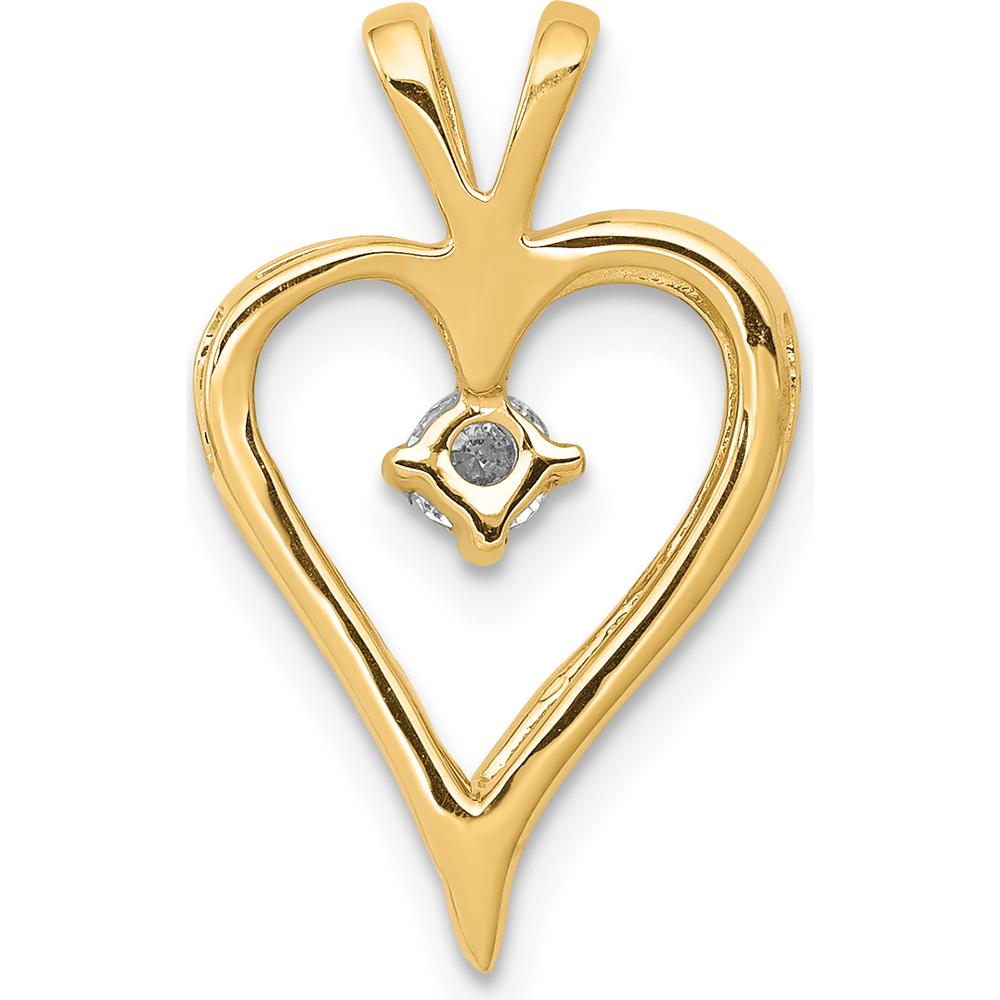 14K Yellow Gold Heart Pendant with 0.103 Carat Round Diamond - Prong Set by Monteluci Fine Jewelry
