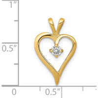 14K Yellow Gold Heart Pendant with 0.103 Carat Round Diamond - Prong Set by Monteluci Fine Jewelry