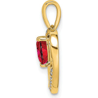 14K Yellow Gold Heart Pendant with 0.5 Carat Ruby and Round Diamonds by Lumare Gioia
