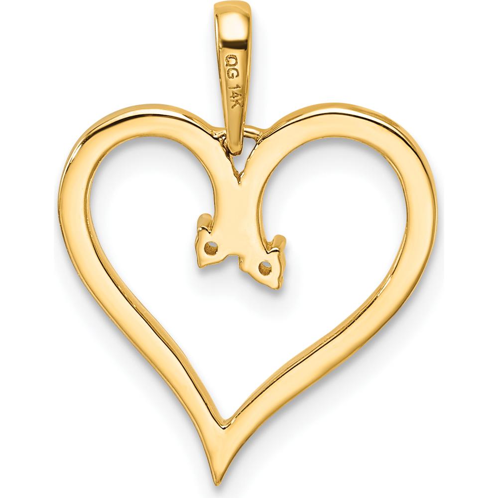 14K Yellow Gold Heart Pendant with 1.5mm Round Stones - 0.03 Carat Total Weight by Monteluci Fine Jewelry