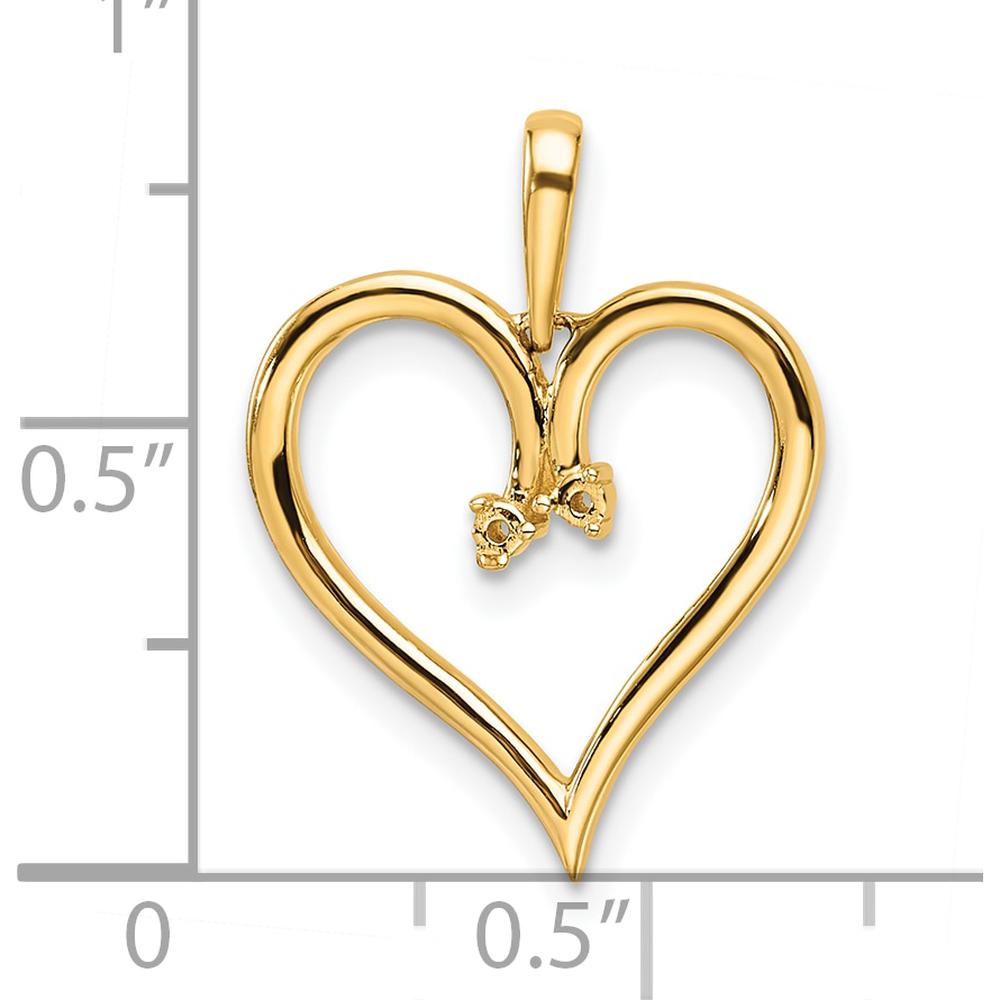 14K Yellow Gold Heart Pendant with 1.5mm Round Stones - 0.03 Carat Total Weight by Monteluci Fine Jewelry