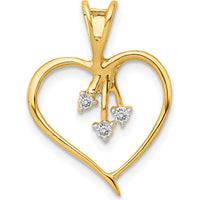 14K Yellow Gold Heart Pendant with 3 Round Diamonds - 0.05 Carat Total Diamond Weight by Monteluci Fine Jewelry
