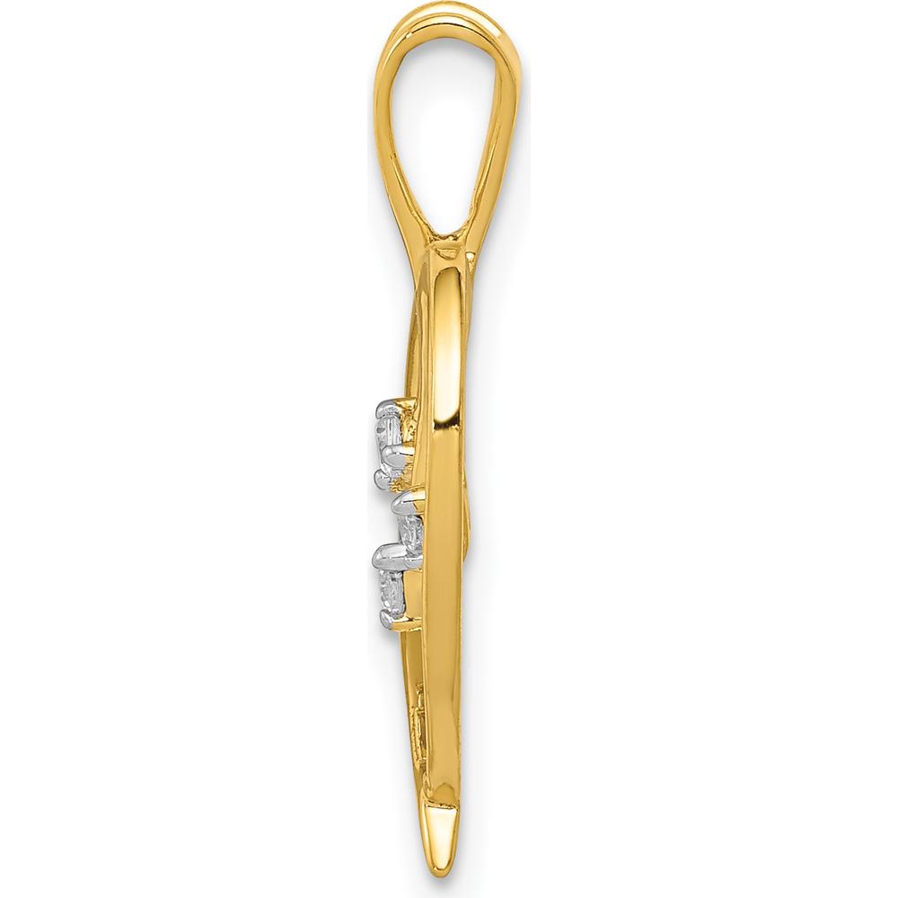 14K Yellow Gold Heart Pendant with 3 Round Diamonds - 0.05 Carat Total Diamond Weight by Monteluci Fine Jewelry