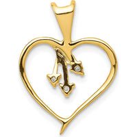 14K Yellow Gold Heart Pendant with 3 Round Diamonds - 0.05 Carat Total Diamond Weight by Monteluci Fine Jewelry