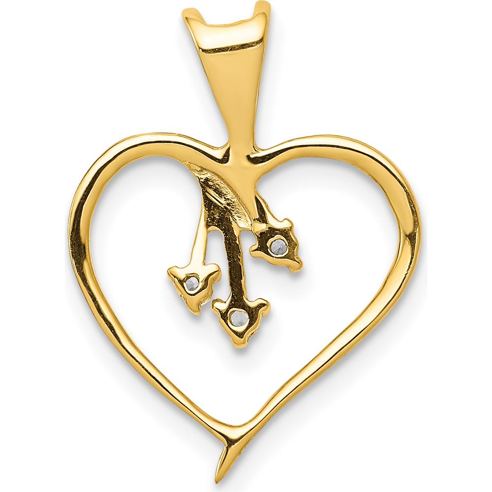 14K Yellow Gold Heart Pendant with 3 Round Diamonds - 0.05 Carat Total Diamond Weight by Monteluci Fine Jewelry