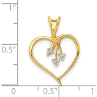 14K Yellow Gold Heart Pendant with 3 Round Diamonds - 0.05 Carat Total Diamond Weight by Monteluci Fine Jewelry