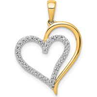 14K Yellow Gold Heart Pendant with 35 Round Diamonds - 0.003 Carat Total Diamond Weight by Oro Pregiato