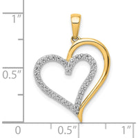 14K Yellow Gold Heart Pendant with 35 Round Diamonds - 0.003 Carat Total Diamond Weight by Oro Pregiato