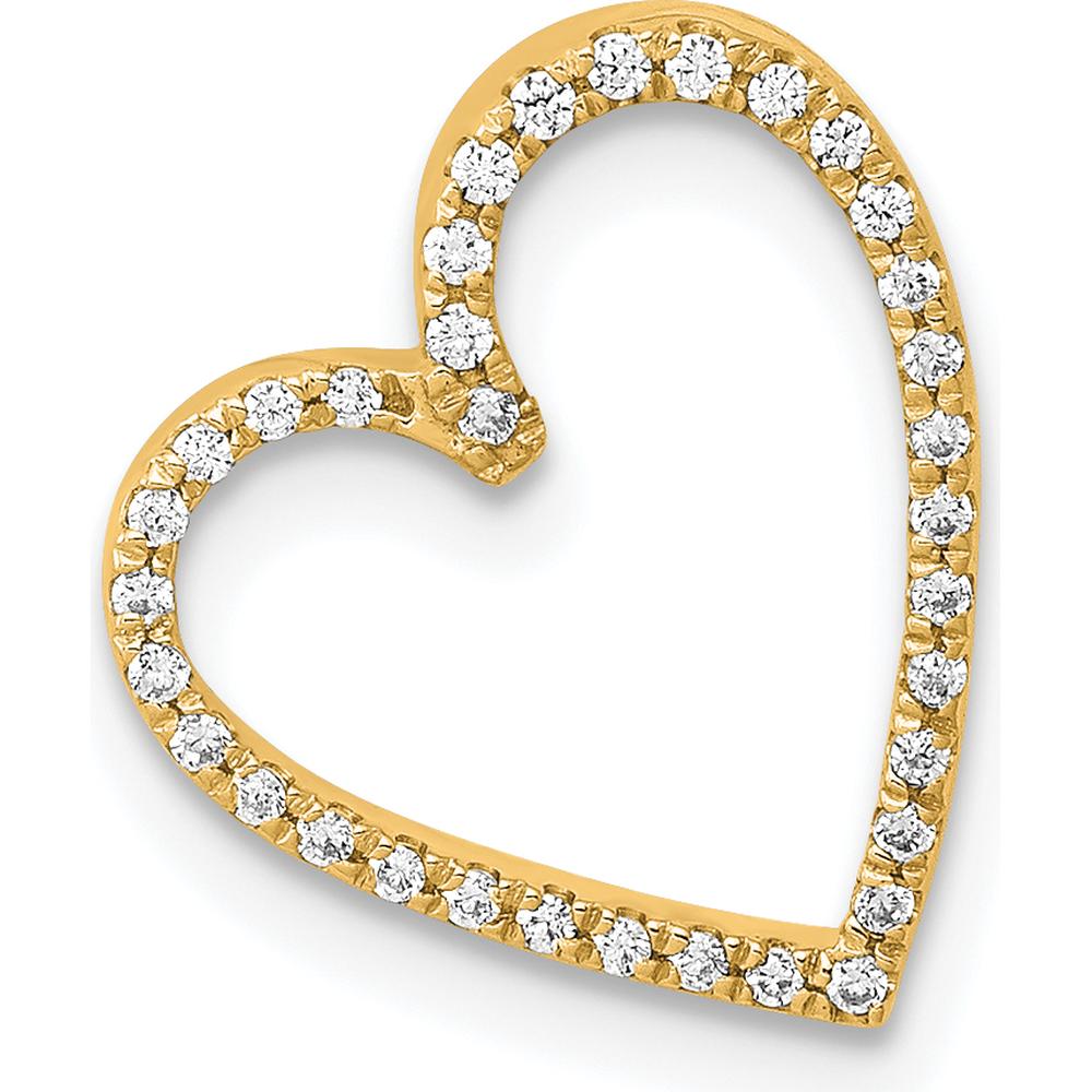 14K Yellow Gold Heart Pendant with 35 Round Diamonds - 0.14 Carat Total Diamond Weight by Oro Pregiato