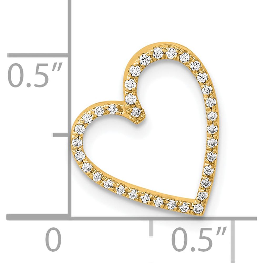 14K Yellow Gold Heart Pendant with 35 Round Diamonds - 0.14 Carat Total Diamond Weight by Oro Pregiato