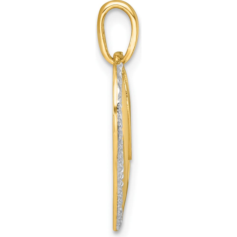 14K Yellow Gold Heart Pendant with Cut-Out LOVE Design and White Rhodium Accents by Oro Pregiato