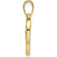 14K Yellow Gold Heart Pendant with Diamond-Cut Heart Dangle and Rhodium Accents by Oro Pregiato